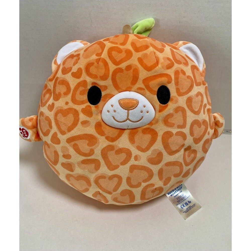 Build-A-Bear Skoosherz Tangerine Heart Print Leopard Pillow Squishy Soft 12"